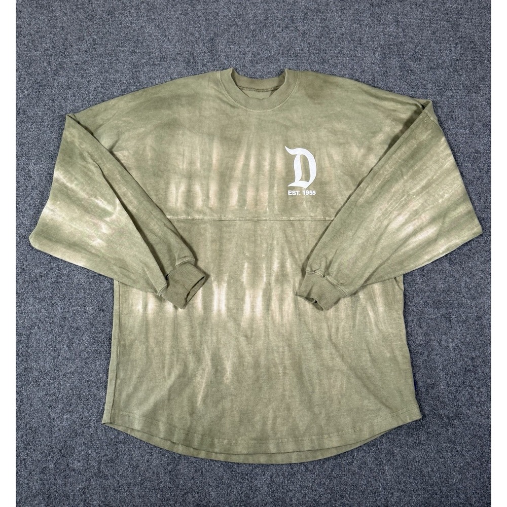 Disneyland Resort Olive Green Adult Small Spirit Jersey Shirt Green Tie Dye EUC